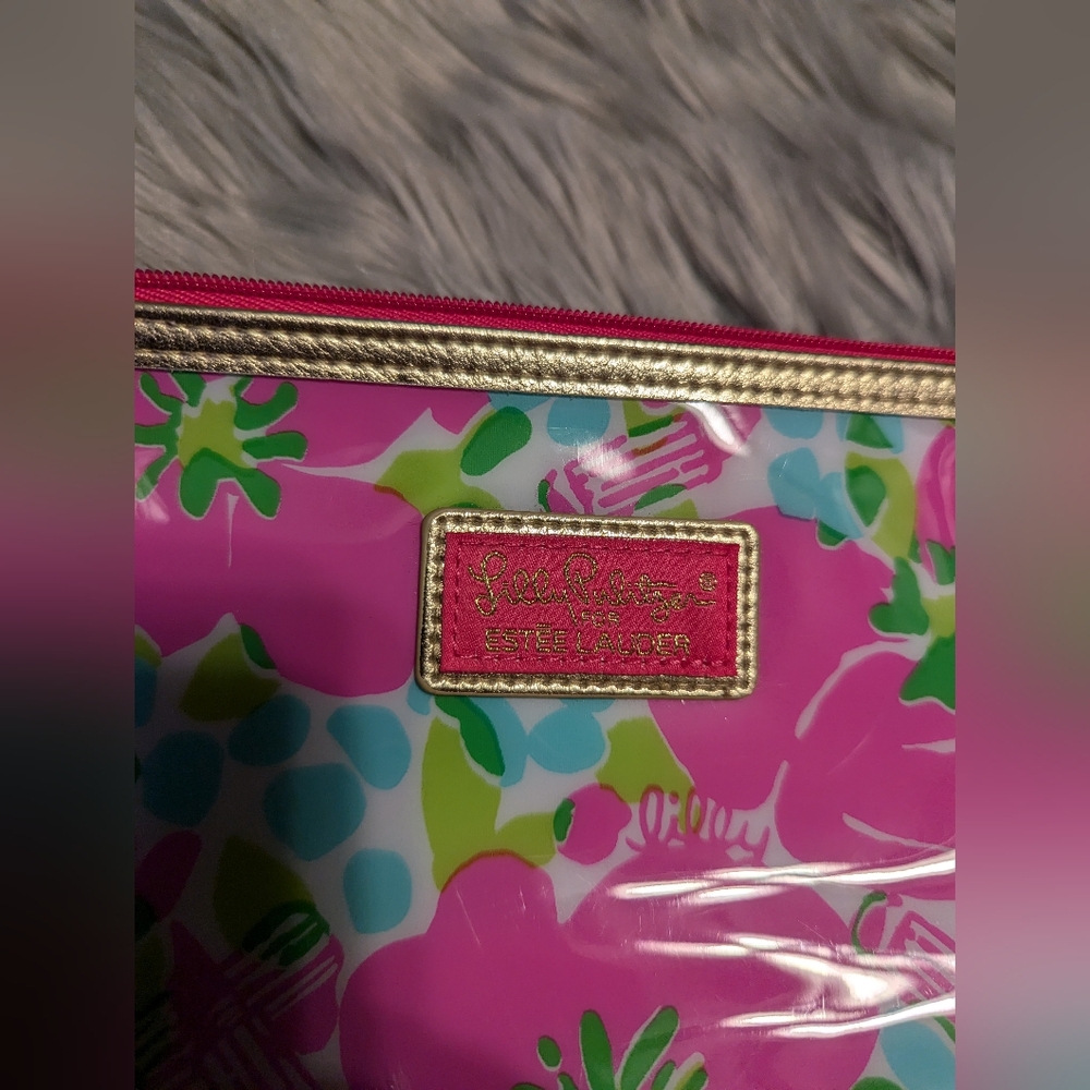Lilly Pulitzer Estee Lauder Floral Cosmetic Bag - Pink and Green - Picture 2 of 5